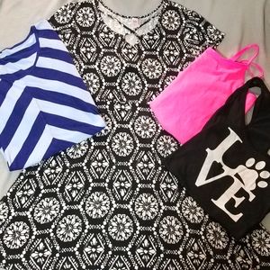 Girls Juniors Justice Dress Tank Cami size 20 Plus Black Pink Blue Tunic Dog Paw